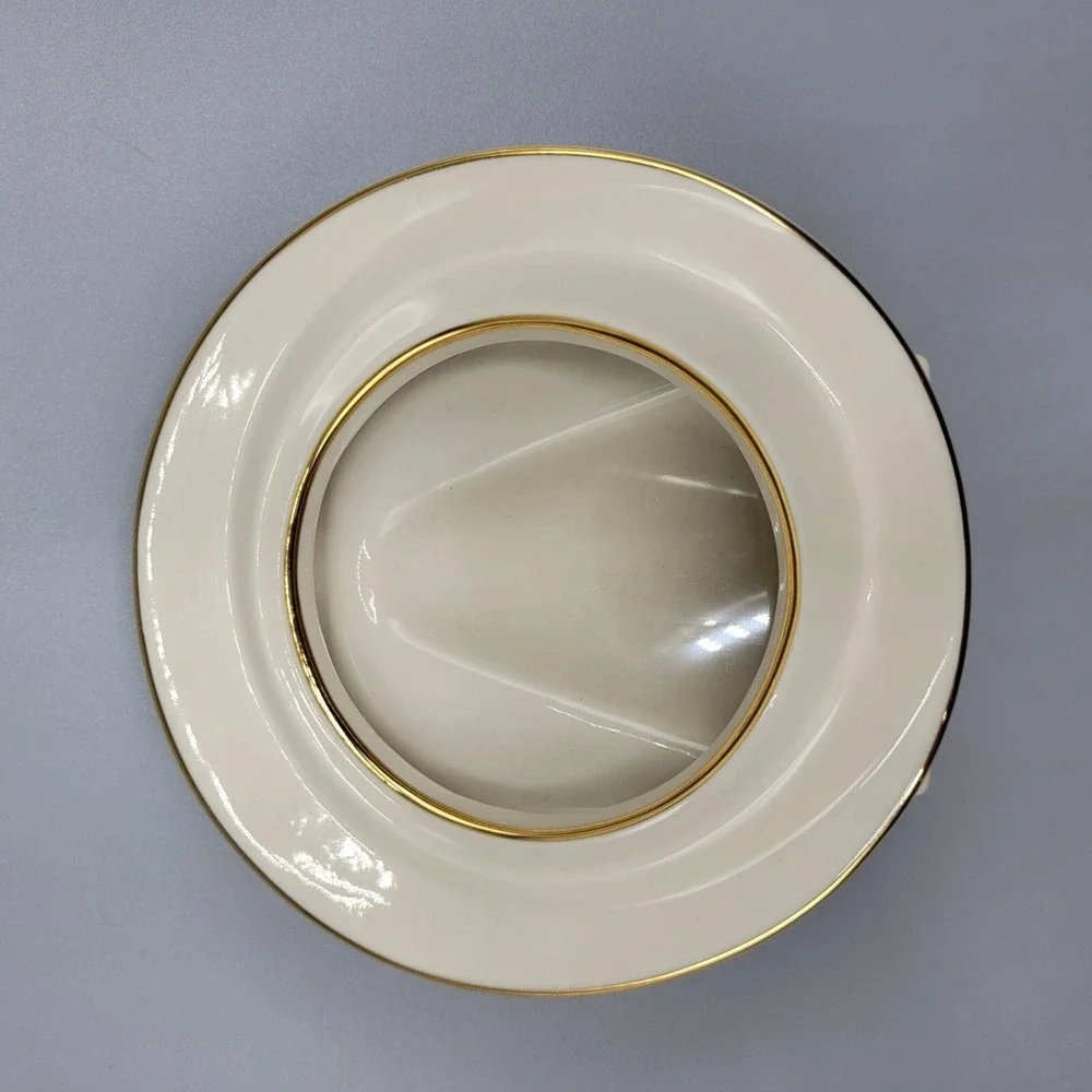 Vintage Ceramic Lenox Round Picture Frame Ivory & Gold Trim 5